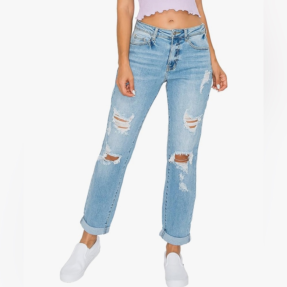 Wax Jean Ripped Straight Leg Jeans - 0